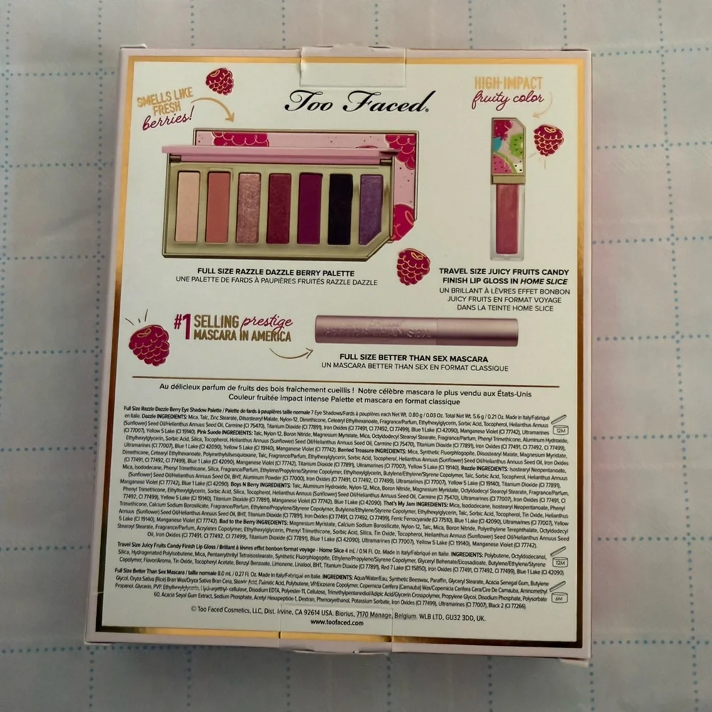 Too Faced Berry Sexy Eyeshadow Palette mascara and lip gloss set  - Berry Shades - Picture 2 of 3